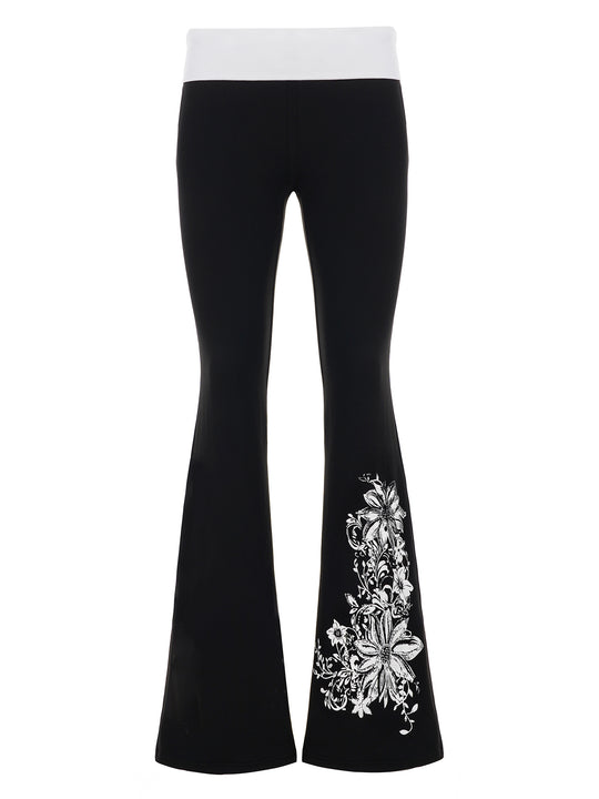 Damen Flared Leggings mit Blumenmuster R&B