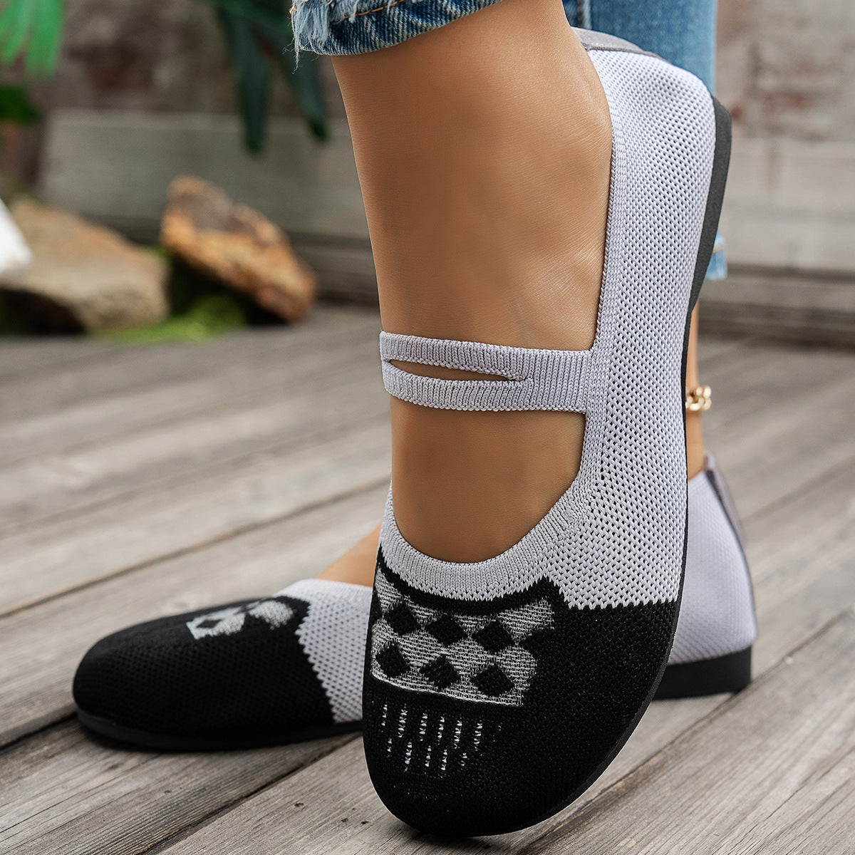 Damen atmungsaktive Strick-Ballerinas R&B
