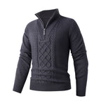 Herren Eleganter Strickpullover mit hohem Kragen und Reißverschluss R&B