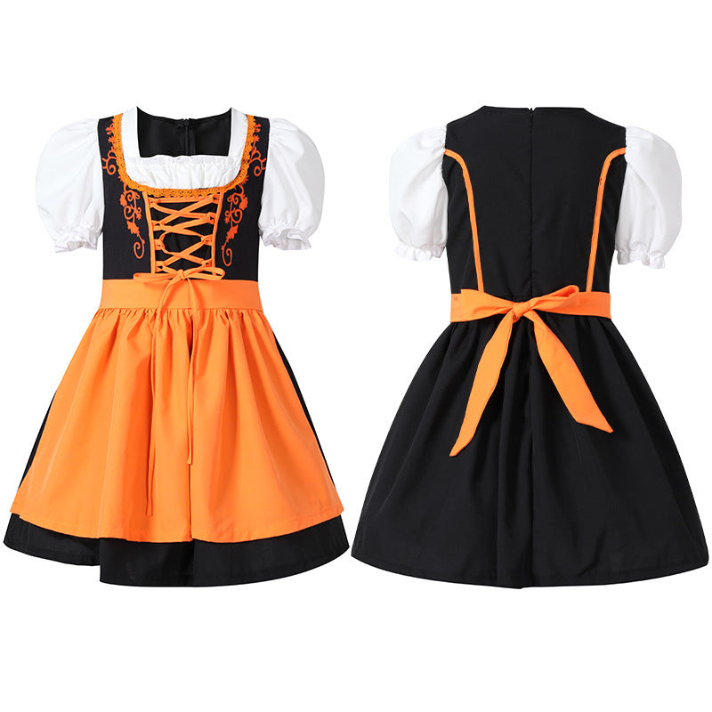 Damen nan trachtiges Dirndlkleid mit geschnürtem Mieder, Puffärmeln und abnehmbarer Schürze R&B