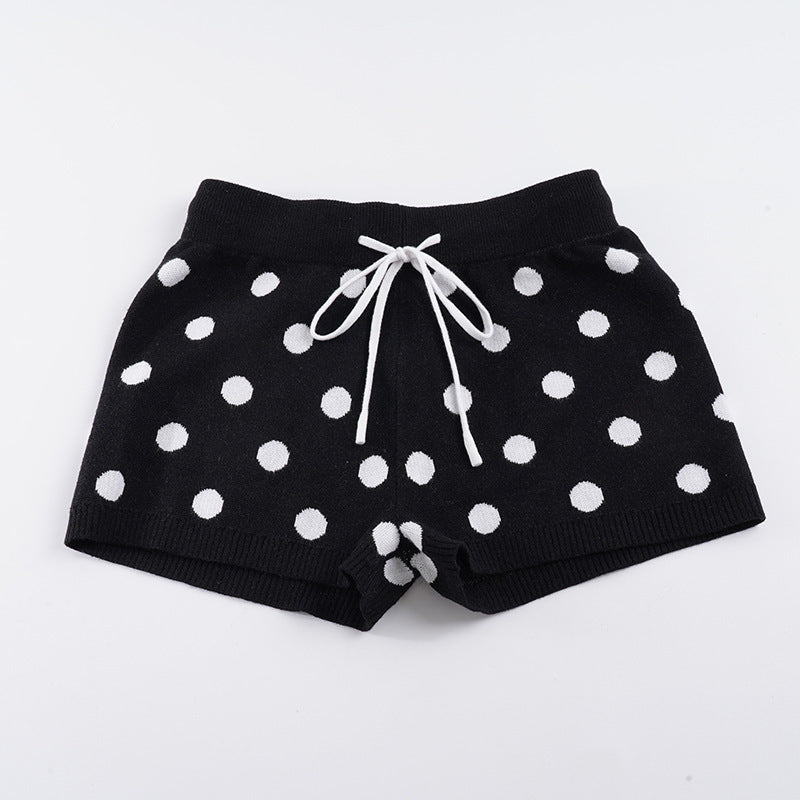 Damen Sportliche Kurze Hose mit gepunktetem Design und verstellbarem Bund R&B