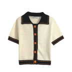 Damen Kurzarmpullover mit kontrastierenden Details R&B