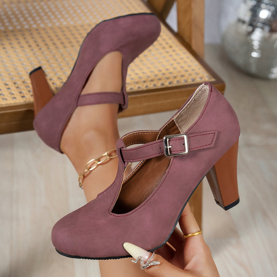 Damen elegante T-Strap Absatzschuhe R&B