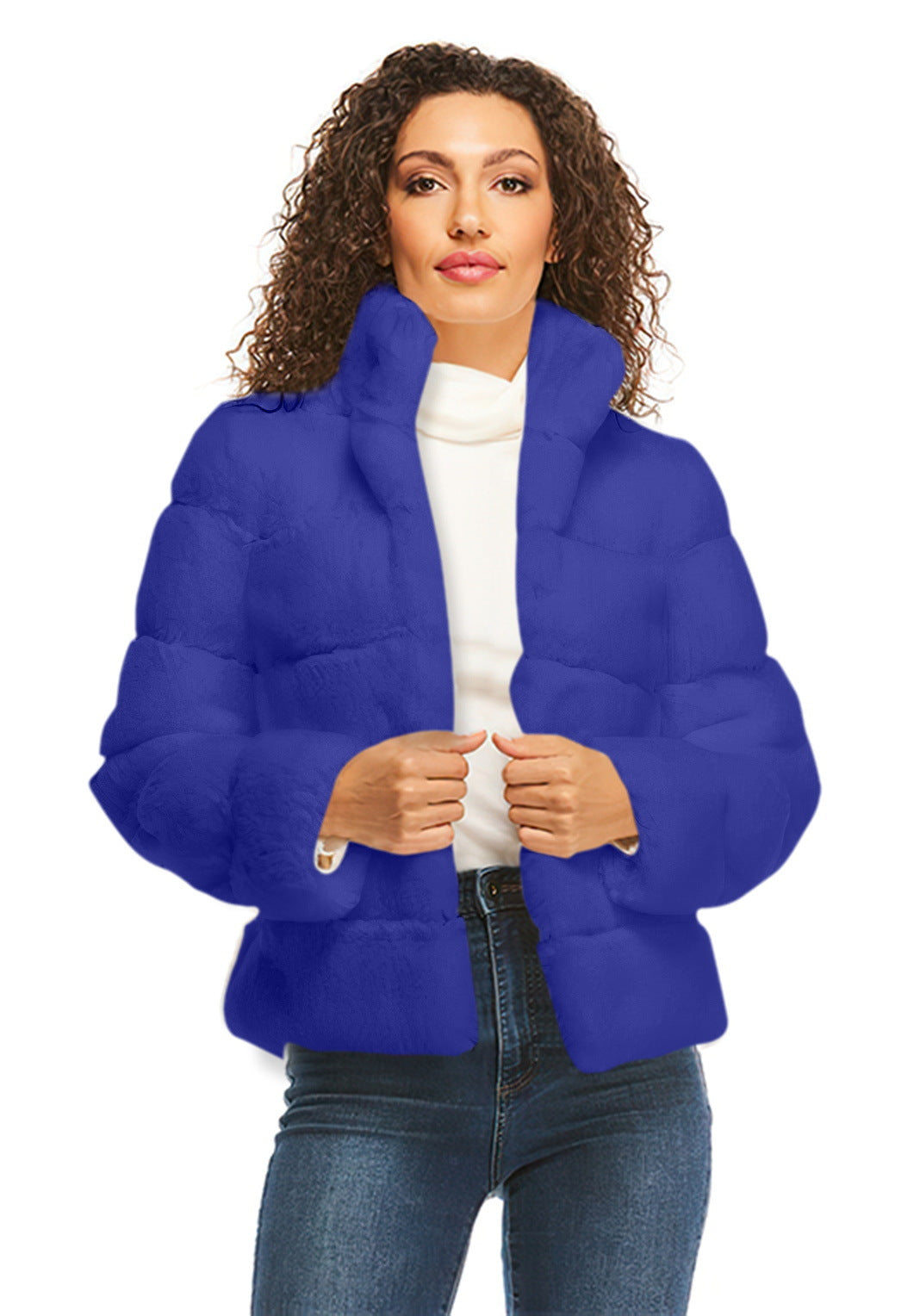 Damen Modische Daunenjacke mit hohem Kragen R&B