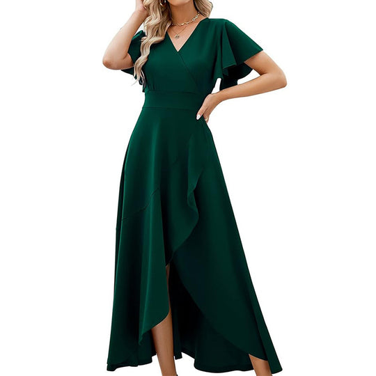 Damen Elegantes Maxikleid mit fließendem Rock und Rüschendetails R&B