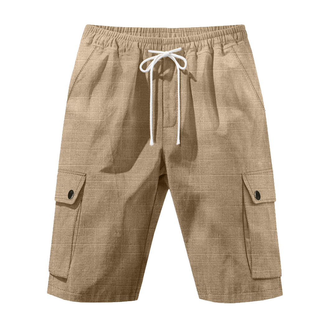 Herren nan utilitarische Cargo-Shorts mit Elastikbund, Tunnelzug und aufgesetzten Klappentaschen R&B