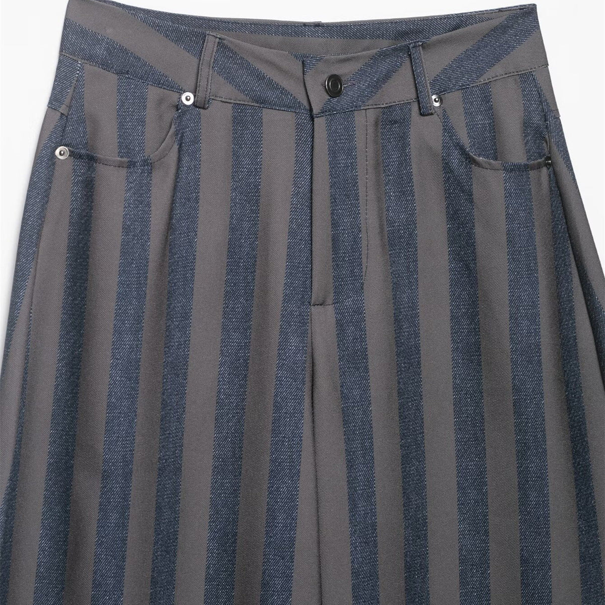 Damen weite High-Waist-Hose mit stilvollem Streifenmuster R&B