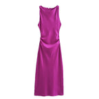 Damen Satin Maxikleid mit tiefem Rückenausschnitt