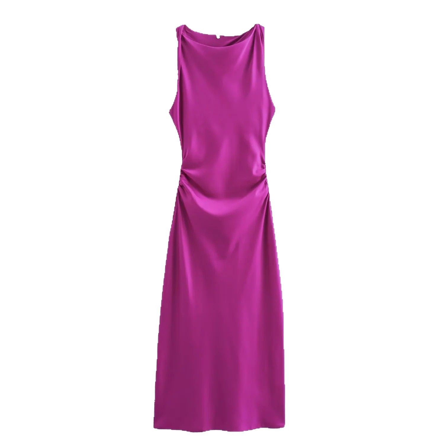 Damen Satin Maxikleid mit tiefem Rückenausschnitt