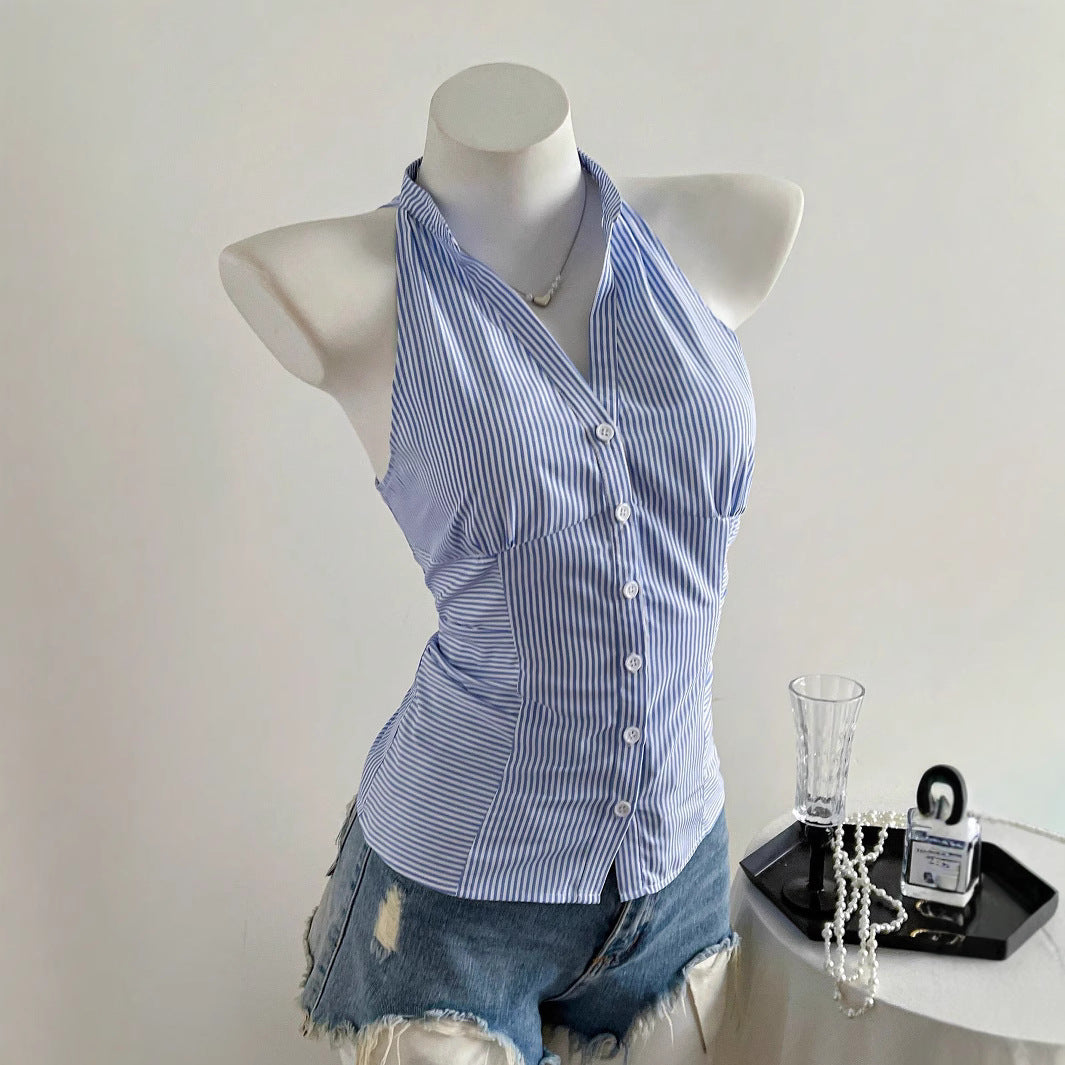Damen Haltertop mit elegantem Streifenmuster R&B