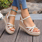 Damen Wedge-Sandaletten mit verstellbarem Riemendesign und komfortablem Fußbett R&B