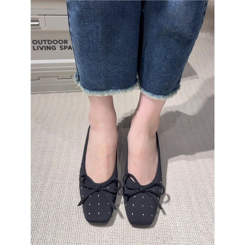 Damen modische Ballerina-Schuhe mit feiner Schleifen- und Strassverzierung R&B