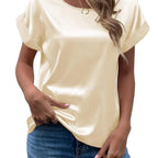 Damen Satin T-Shirt mit elegante Details R&B