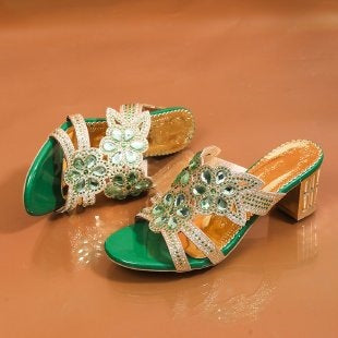 Damen elegante Sandaletten mit dekorativen Blütenapplikationen R&B