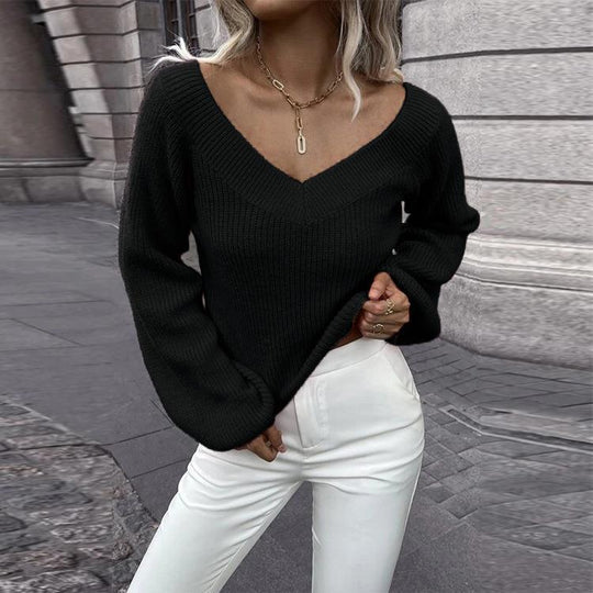 Damen V-Ausschnitt Pullover R&B