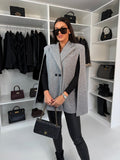 Damen modischer Cape-Blazer mit doppelter Knopfleiste R&B