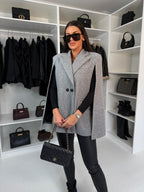 Damen modischer Cape-Blazer mit doppelter Knopfleiste R&B