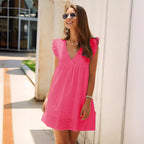 Damen Sommerkleid mit Augenmuster und voluminösen Ärmeln R&B