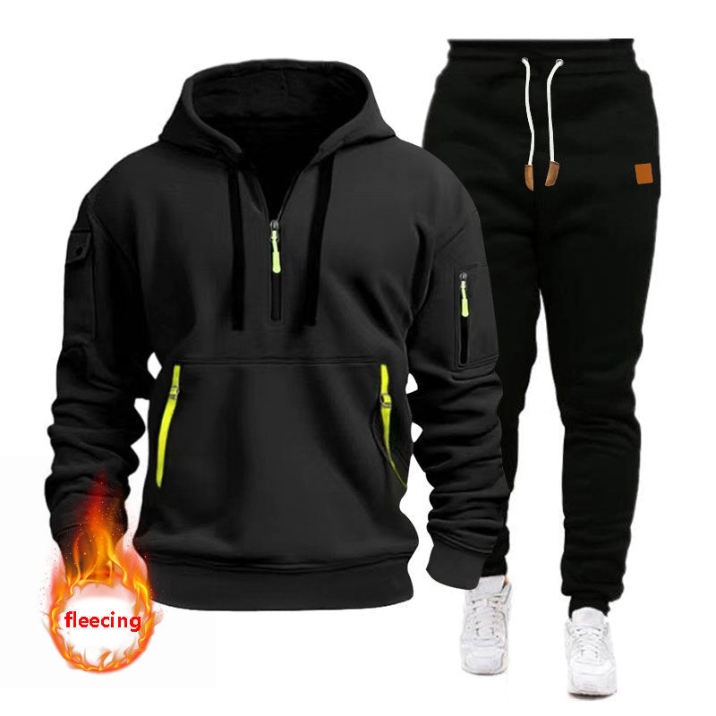 Herren Sportliches Hoodie-Set mit funktionalen Taschen und atmungsaktiven Eigenschaften R&B