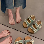 Damen bequeme Sandalen mit verstellbarem Schnallenverschluss und ergonomischem Fußbett R&B