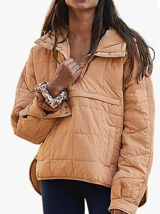 Damen lässige Winterjacke mit Steppdesign und Kragen R&B