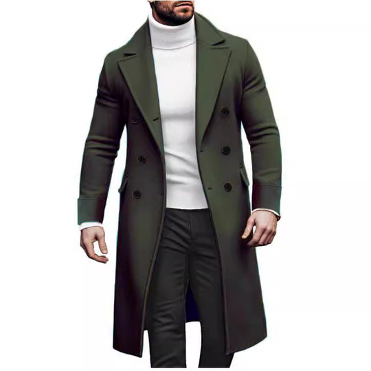 Herren Eleganter Doppelreiher-Mantel mit hochwertigem Material und klassischem Schnitt R&B