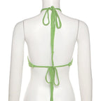 Damen gehäkeltes Crop-Bikini-Top mit verstellbaren BindR&Bändern R&B
