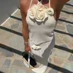 Damen elegantes gehäkeltes Strandensemble mit floralen Akzenten R&B