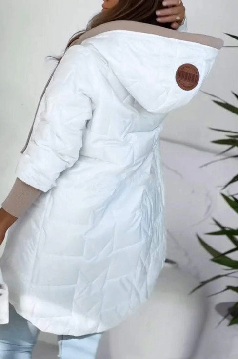 Damen Lässige Steppjacke mit Kapuze und großen Taschen R&B