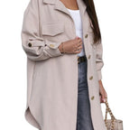 Damen Oversized Hemdjacke mit praktischen Taschen und Knopfdetails R&B