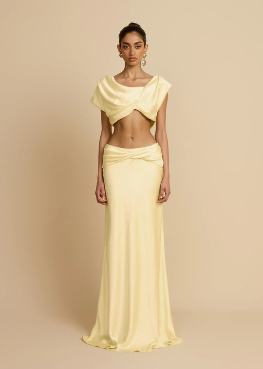 Damen Elegantes bodenlanges Kleid mit drapierten Details R&B