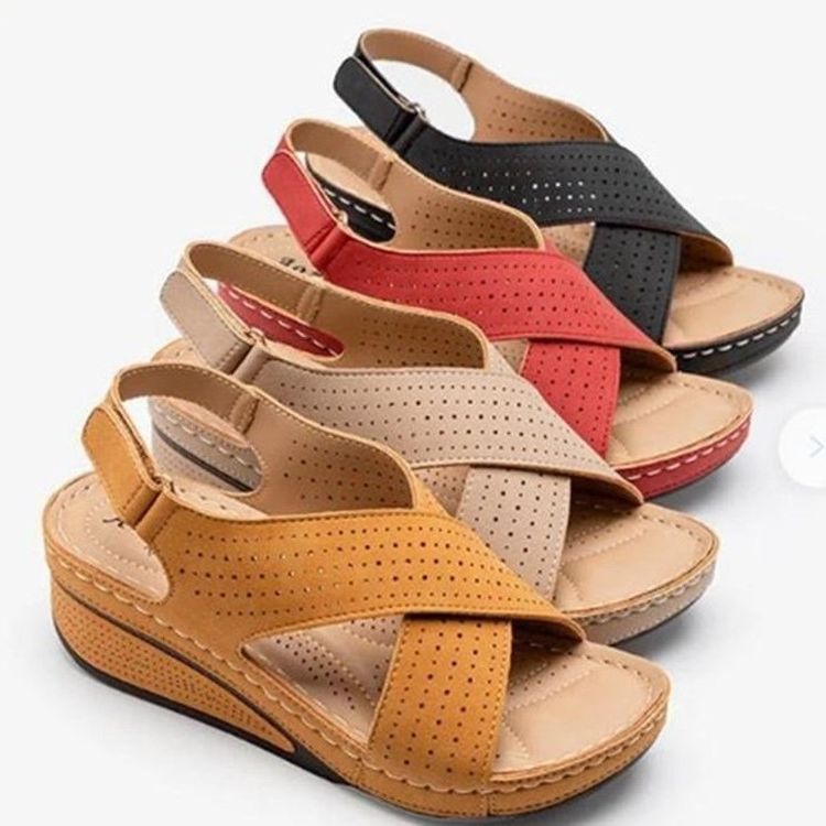 Damen Wedge-Sandalen mit atmungsaktiven Einsätzen und komfortablem Fußbett R&B