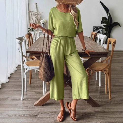 Damen weites Jumpsuit mit elastischem Taillenbund und lässigem Schnitt R&B