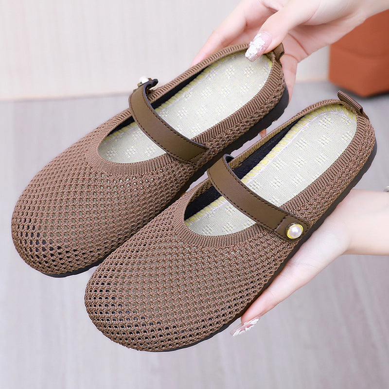 Damen Bequeme und atmungsaktive Freizeitschuhe mit elastischem Riemen R&B