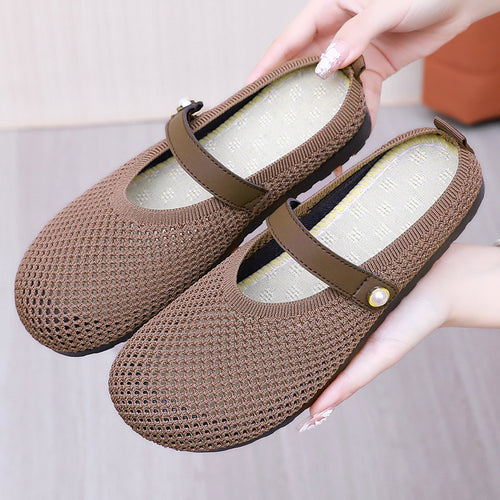 Damen Bequeme und atmungsaktive Freizeitschuhe mit elastischem Riemen R&B