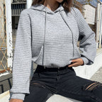 Damen modischer cropped Hoodie mit strukturierter Oberfläche R&B