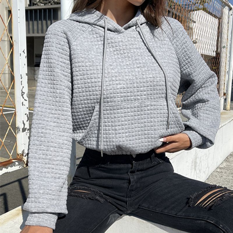 Damen modischer cropped Hoodie mit strukturierter Oberfläche R&B