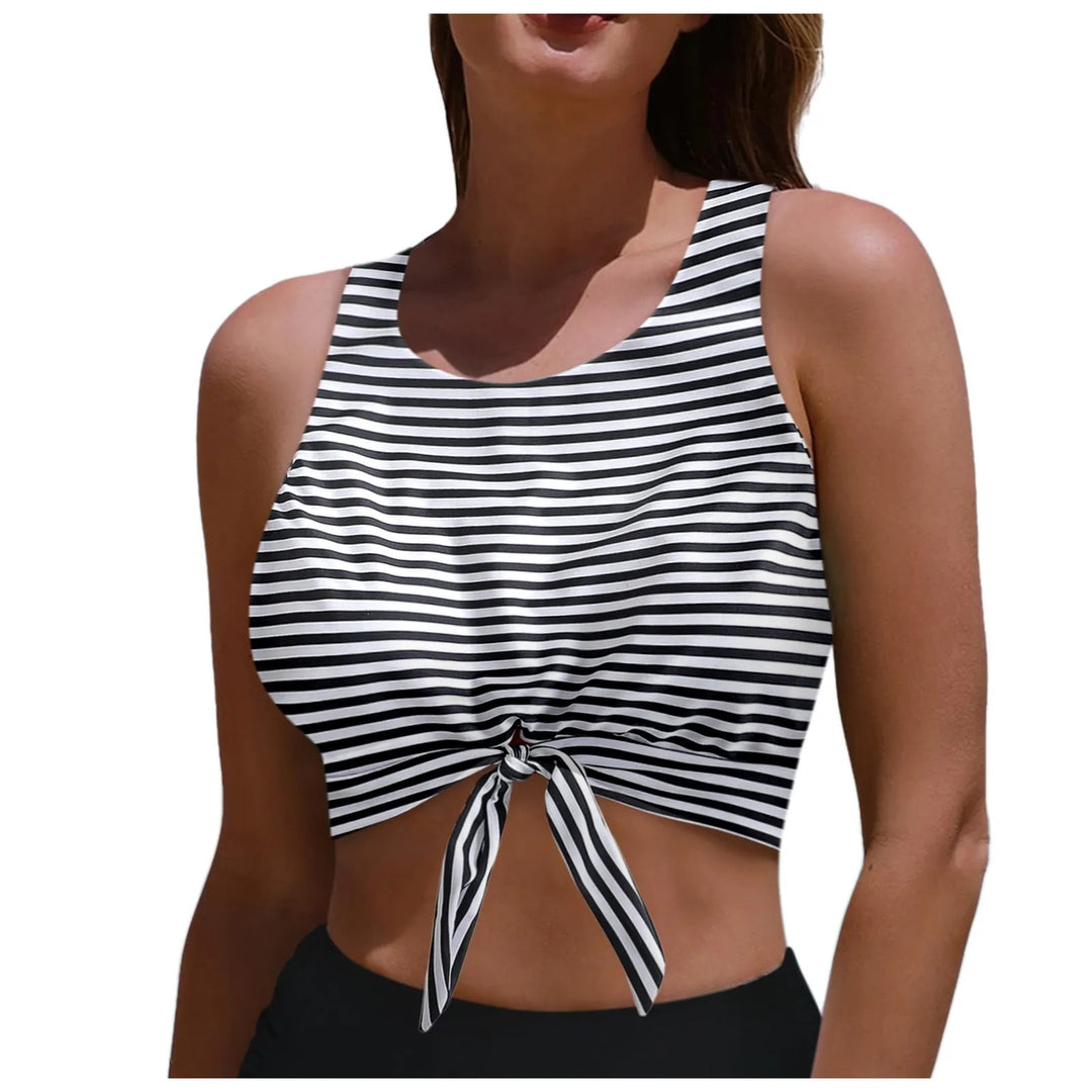 Damen Sportlicher Crop-Top mit Schlaufenbindung R&B