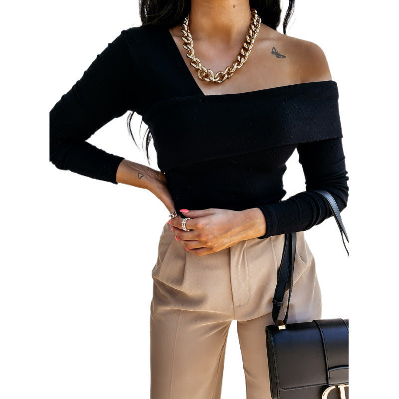 Damen asymmetrisches One-Shoulder-Top R&B