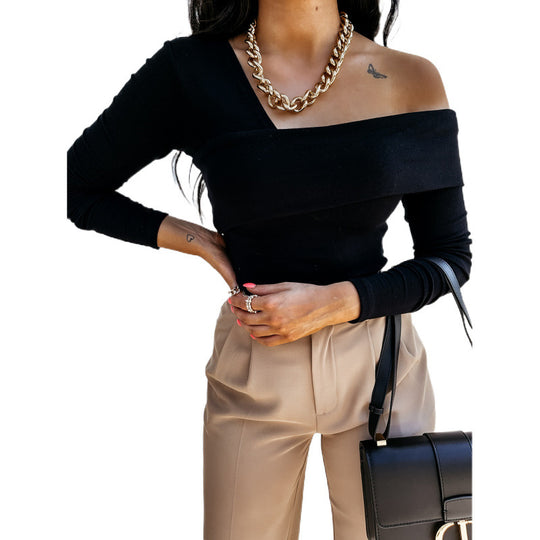Damen asymmetrisches One-Shoulder-Top R&B