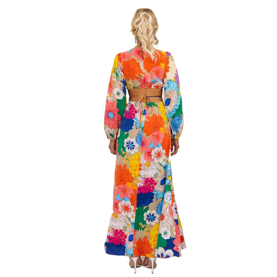 Damen Blumenmaxikleid mit voluminösen Ärmeln und floralem Allover-Print R&B
