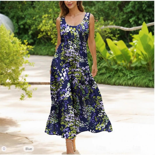 Damen Maxikleid mit verspieltem Blumendesign und weitem Rockabfall R&B