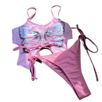 Damen Bikini Top mit Schmetterlingsmuster und passendem Slip R&B