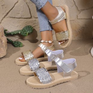 Damen Komfortable Glitzer-Sandalen mit verstellbaren Riemen R&B
