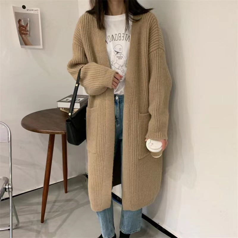 Damen Strickcardigan mit lockerer Silhouette und tiefen Taschen R&B