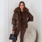 Steppjacke Damen mit luxuriösem Kunstfellkragen