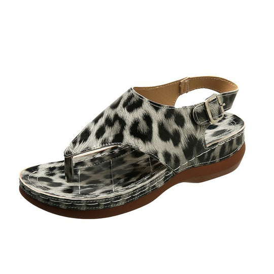 Damen Komfort-Sandaletten mit elegantem Leopardenmuster und verstellbarem Riemendesign R&B