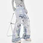 Damen Weite Jeanshose im kreativen Kunstdesign R&B