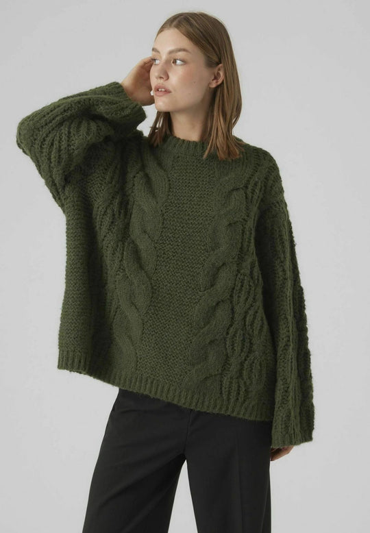 Damen Grobstrickpullover mit oversized Schnitt und kunstvollem Zopfmuster R&B
