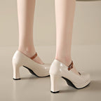 Damen Plateau-Pumps mit elegantem Riemchen und komfortablem Blockabsatz R&B